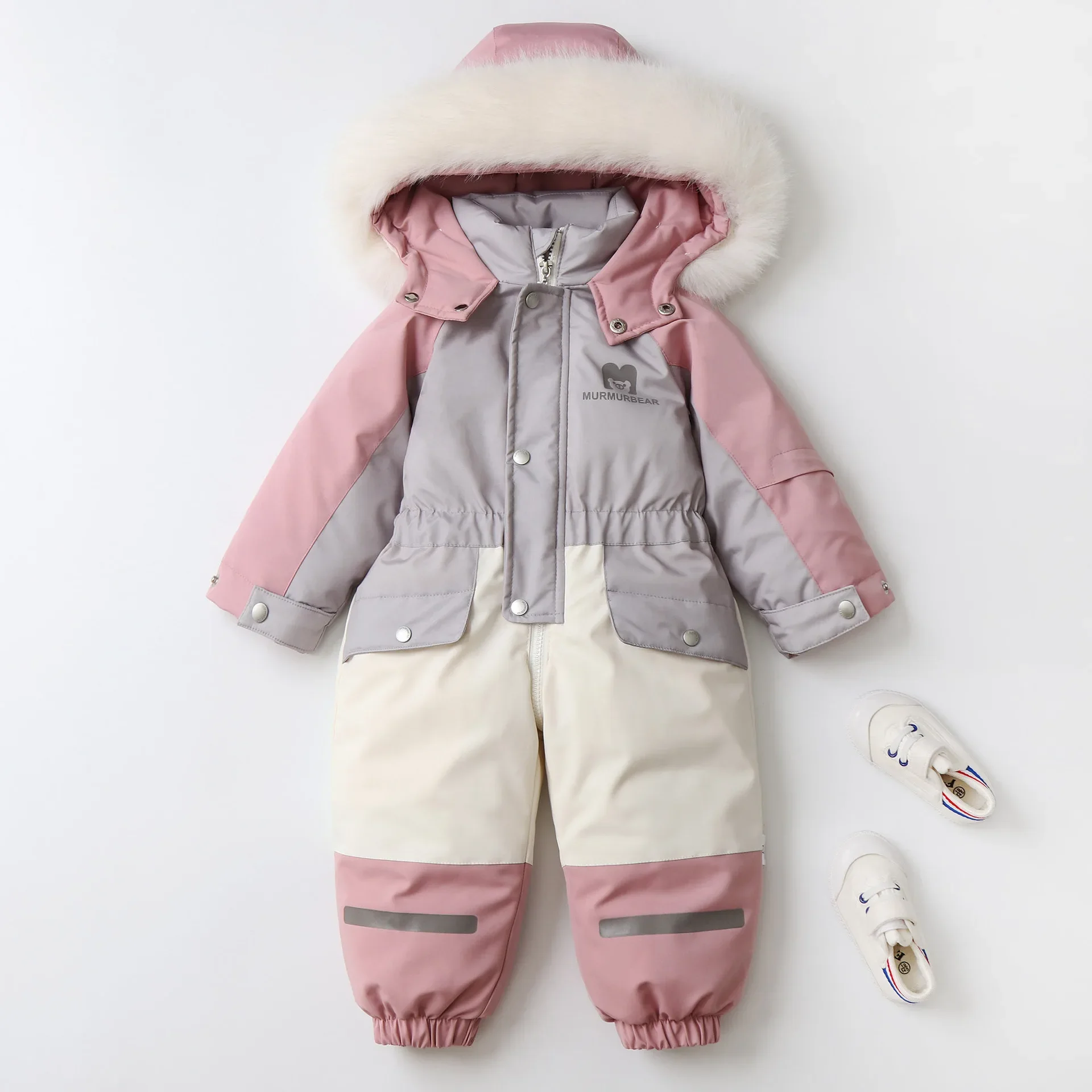 Fur Hooded Velvet Thick Kids Ski Suit Children\'s Onesie 2024 Winter New Baby Climbing Clothes Boys Girls Outdoor Snowsuits