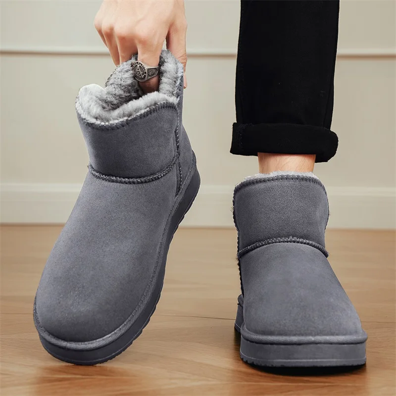 Winter Couple Bread Style Snow Boots Fleece Lined Warm Cotton Shoes Fur‑Integrated Anti‑Slip Wear‑Resistant Outdoor Snow Boots