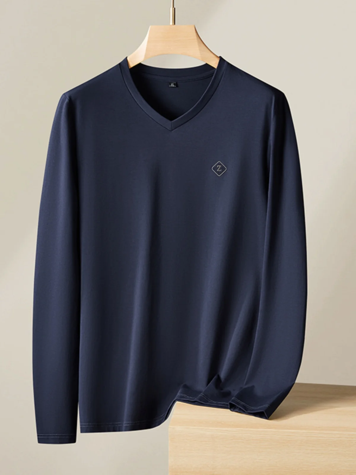 

plus Size Men's Long Sve V-Ne T-irt Loose Fit Inner Wear Base irt Busin Sle Faion Urban Autumn Spring Modal C...