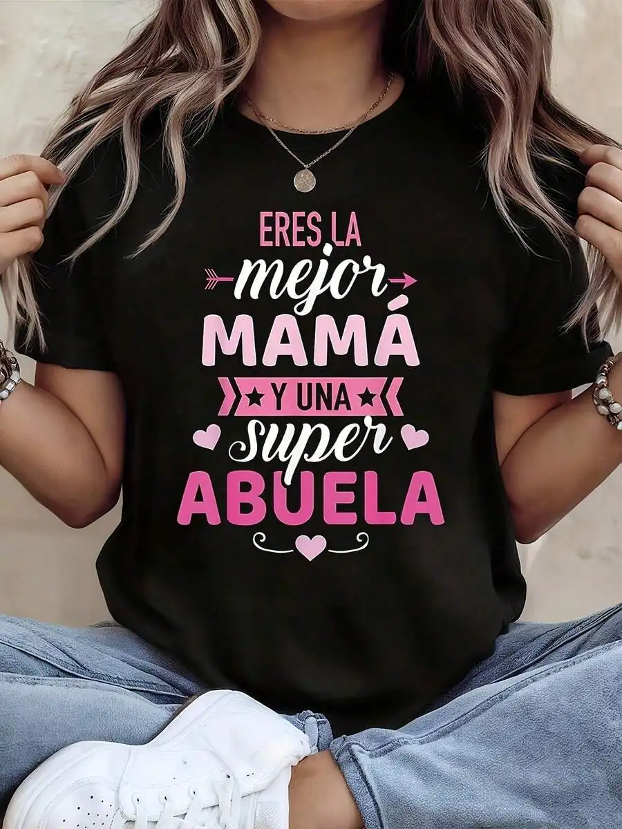 Women's Crew Neck Short Sleeve Casual T‑Shirt Spanish Best Mama Abuela Print Spring Summer Holiday Graphic Print Tee Top