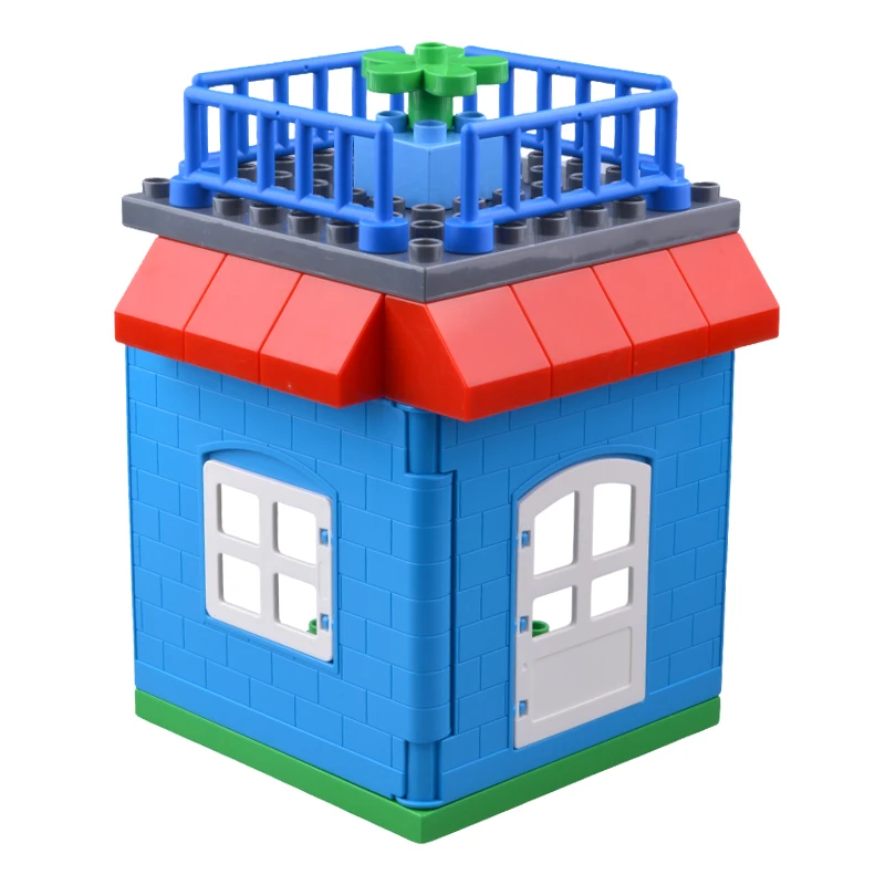 Große Bausteine, Hauszubehörteile, Dach, Fenster, Wandkonstruktion, Zusammenbau von Ziegeln, Lernspielzeug für Kinder, Geschenk – Detail 1
