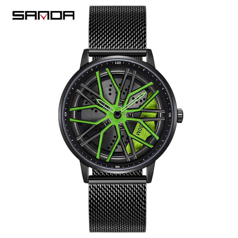 Gratis Verzending Outletssanda New1107mesh Band Waterdichte Trend Mode Heren Quartz Horloge Eenvoudig Elegant Student Horloge