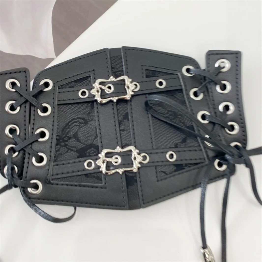 Women'S Wide Elastic Waist Belt 2025 Retro Black Lace Strap Leather Waist Belt Ladies Decoration Fashion Elastic Waist Wide Belt