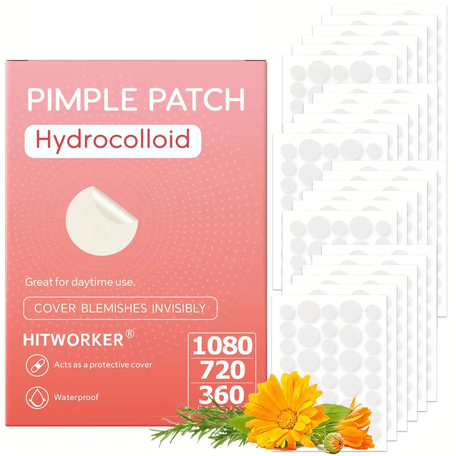 1080/720/360 قطعة/مجموعة من ملصق عيوب غطاء هيدروجيل - مقاوم للماء، لا طعم له، خالٍ من الجوهر، ويمكن استخدامه ليلاً ونهارًا