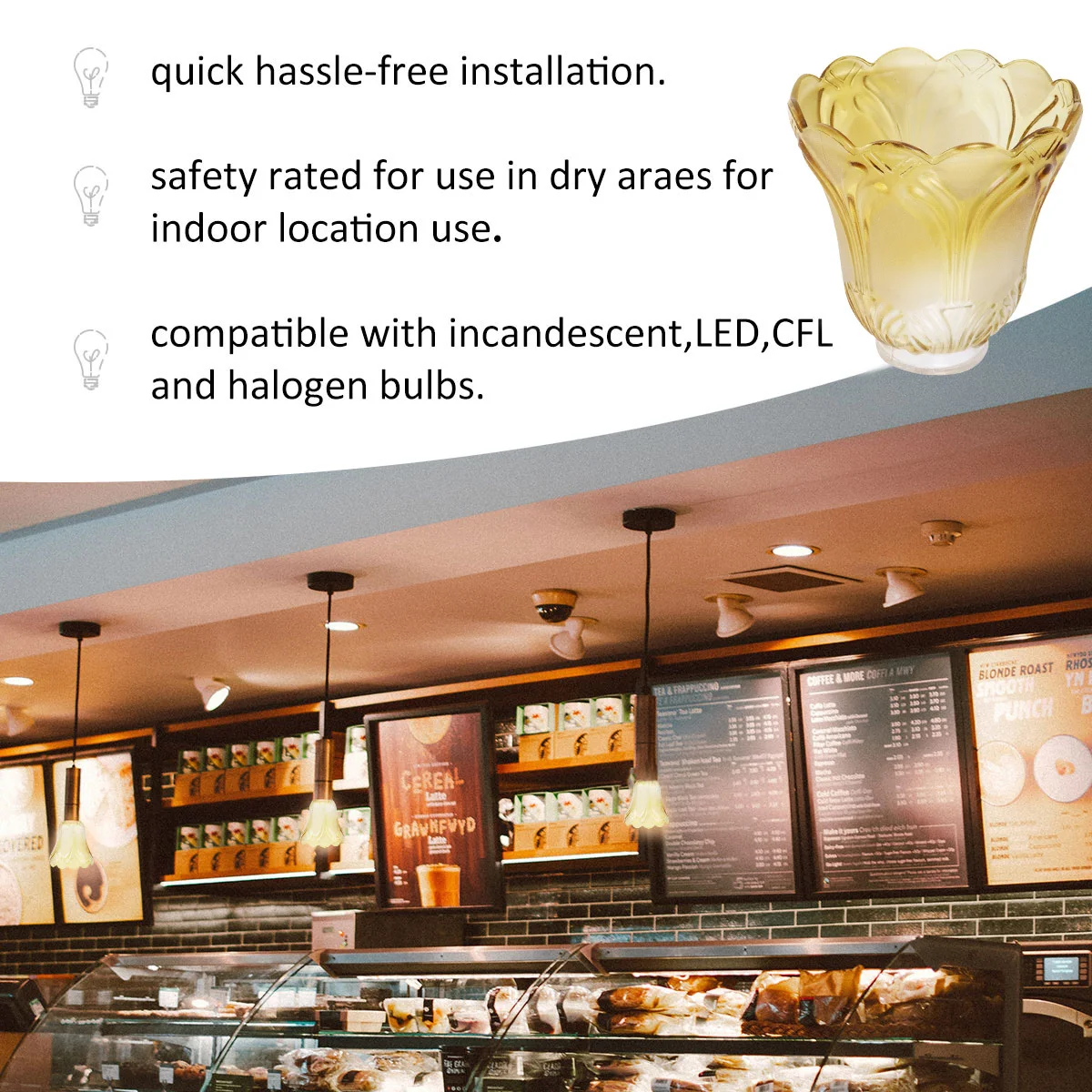 

Replaceable Golden Glass Lamp Shade Transparent Cover for Table Ceiling Lamp Living Room Bedroom Warm Atmosphere