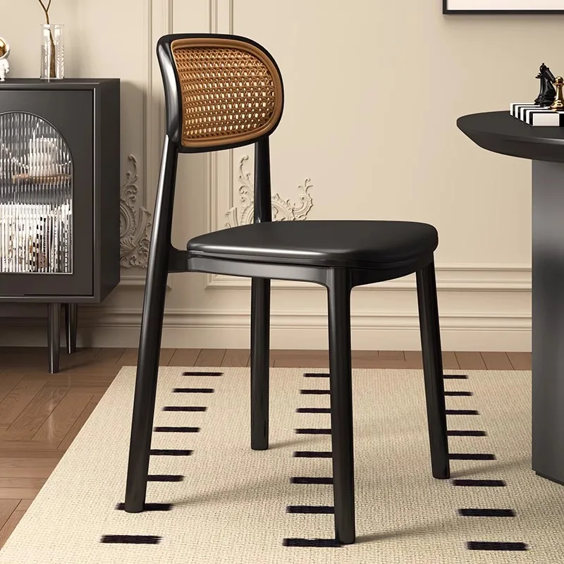 2026 new dining chair backrest plastic rattan chair home leisure chair spare stool stackable bench commercial