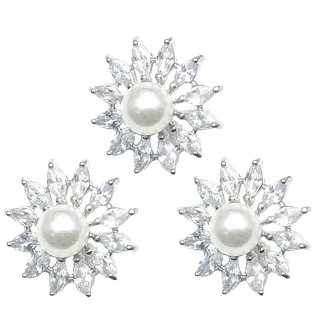 3Pcs Zirconium Alloy Button Round Versatile Decorative Buttons DIY Dress Shirt Sewing Crafts Button DIY Crafts Buttons