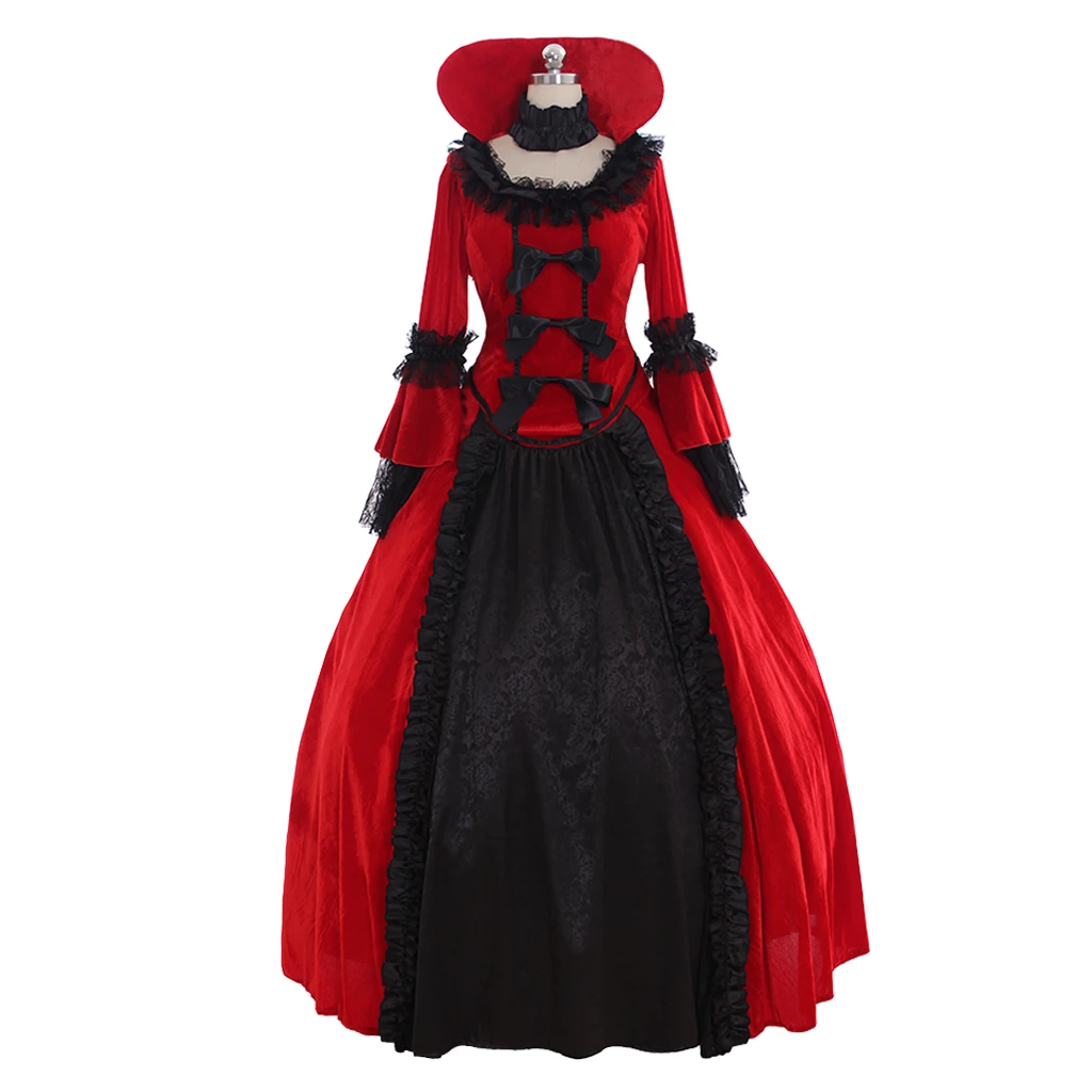 

Victorian Renaissance Royal Court Queen Costume Tudor Elizabeth Fancy Baroque Ball Gown Halloween Vampire Disguise Dress