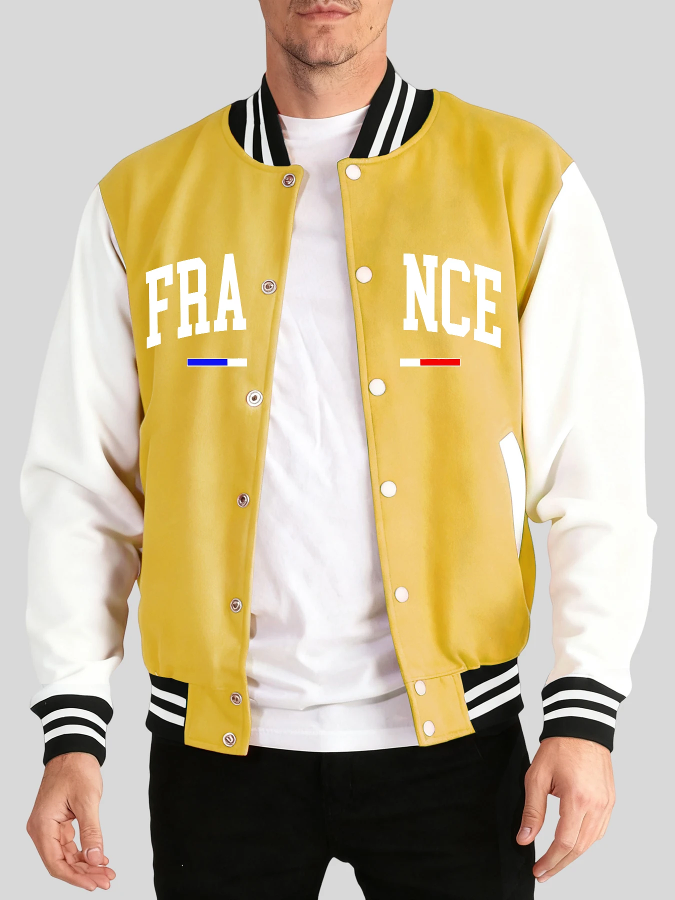 

France City Letter Print Удобные повседневные мужские спортивные бейсбольные майки на пуговицах в стиле ретро, большие размеры, уличная осенняя мужская одежда