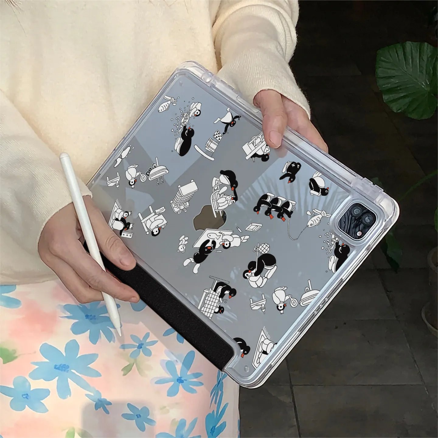 New Chinese Hibiscus Notebook 3Fold Tablet Case for iPad 11 Cover Air8/7/6 New iPad 10/11/13 inch Pro Air56 10/11th MINI Cover view 3