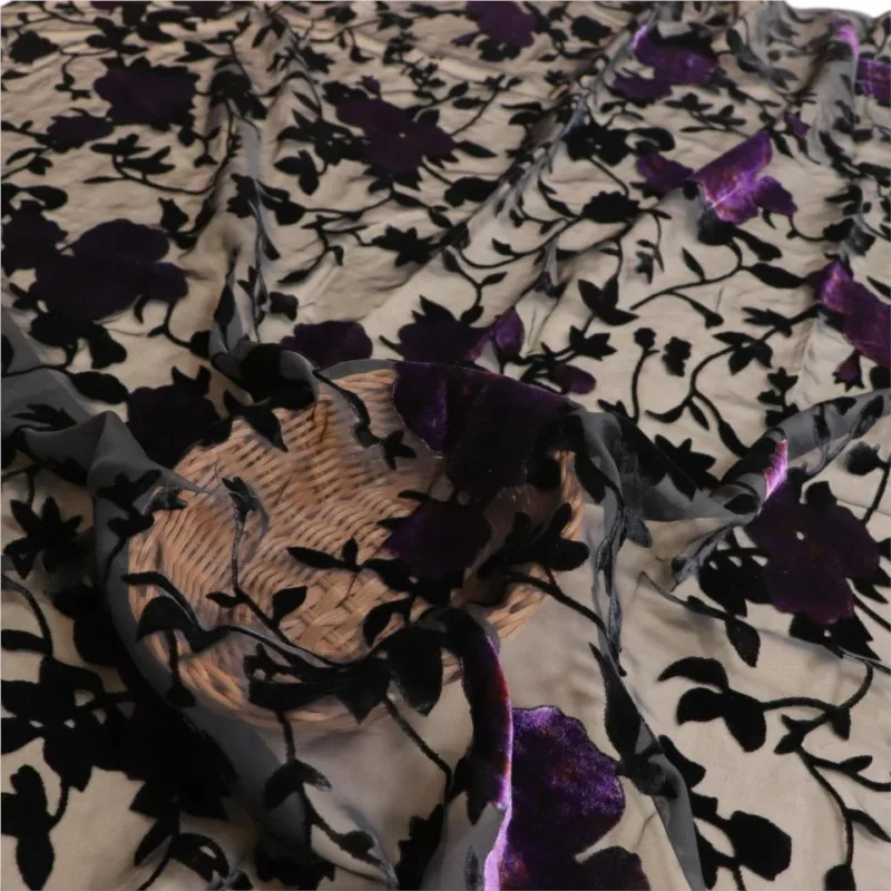 

Woven brocade viscose printed mottled and burned velvet fabric sleeping dress cheongsam