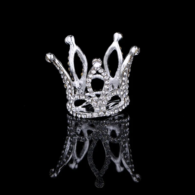 Mini Round Crystal Rhinestone Tiaras and Crowns Pageant Prom Princess Comb Tiara Crown Wedding Hair Accessories for Women