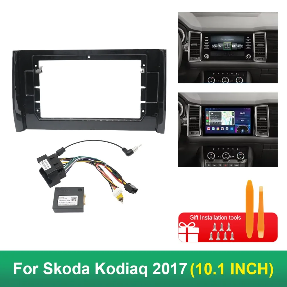 10.1 Inch Car Frame Fascia Adapter Canbus Box Decoder Android Radio Dash Fitting Panel Kit For Skoda Kodiaq 2017