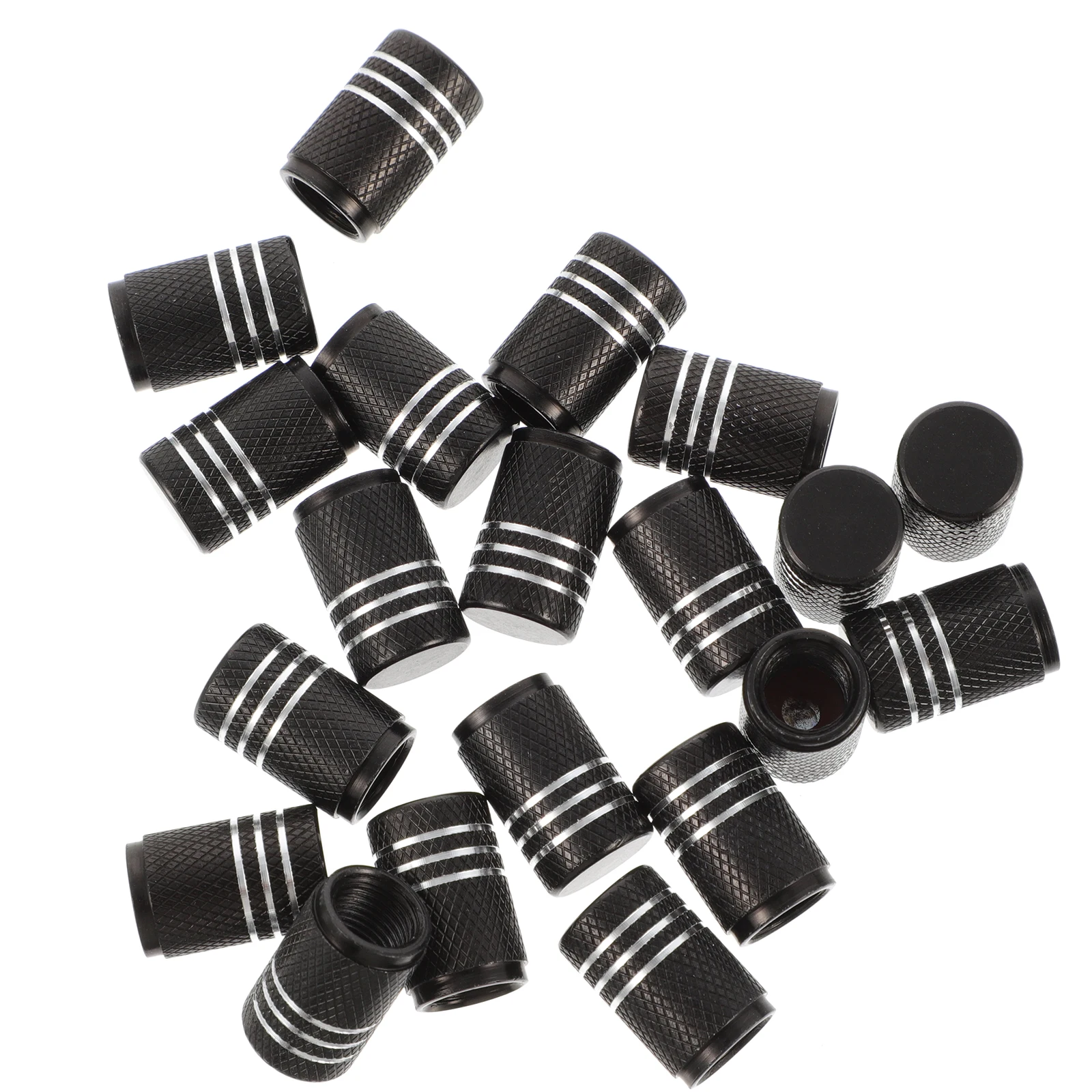 

20 pcs Valve Tire Stem Caps Aluminum Alloy Stainless Steel Rubber Car Tire Accessories Seal Dustproof Leakproof Fits Vehicles