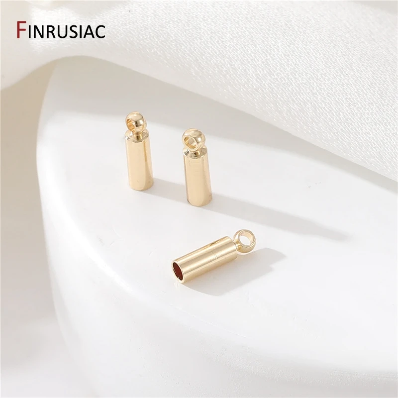 8.2mm*2.2mm 14K Gold Plated Brass End Crimp Caps End Tip Caps For Jewelry Making Supplies DIY Jewelry Accessories