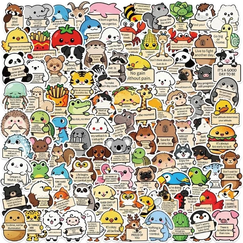  100Pcs None Toxic Animal Face Decals PVC Scratch Proof Laptop Skin Stickers