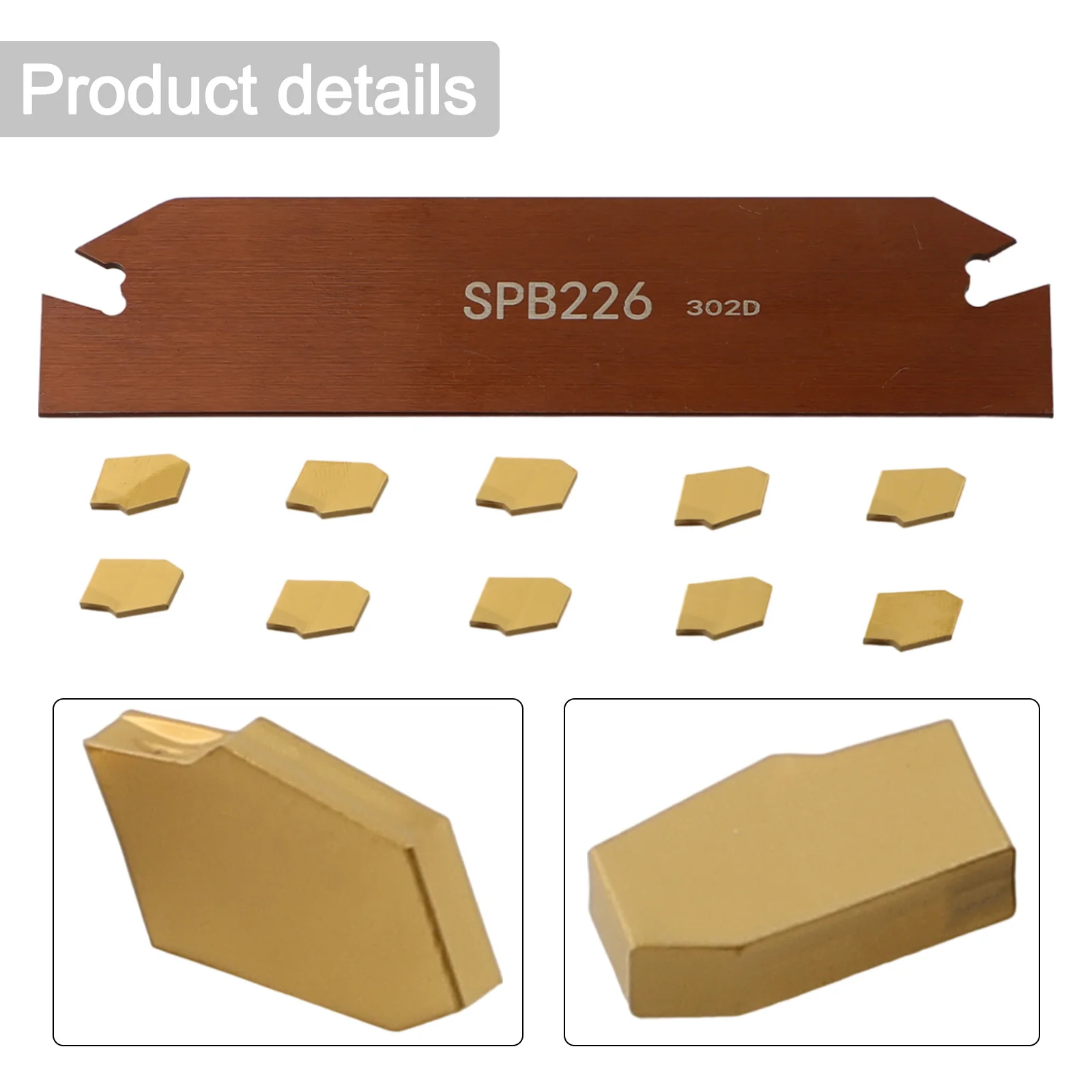 Cutting Efficiency at its Best SP200 PC9030 Carbide Cutoff Inserts with SPB226 CutOff Tool Holder (Pack of 10)