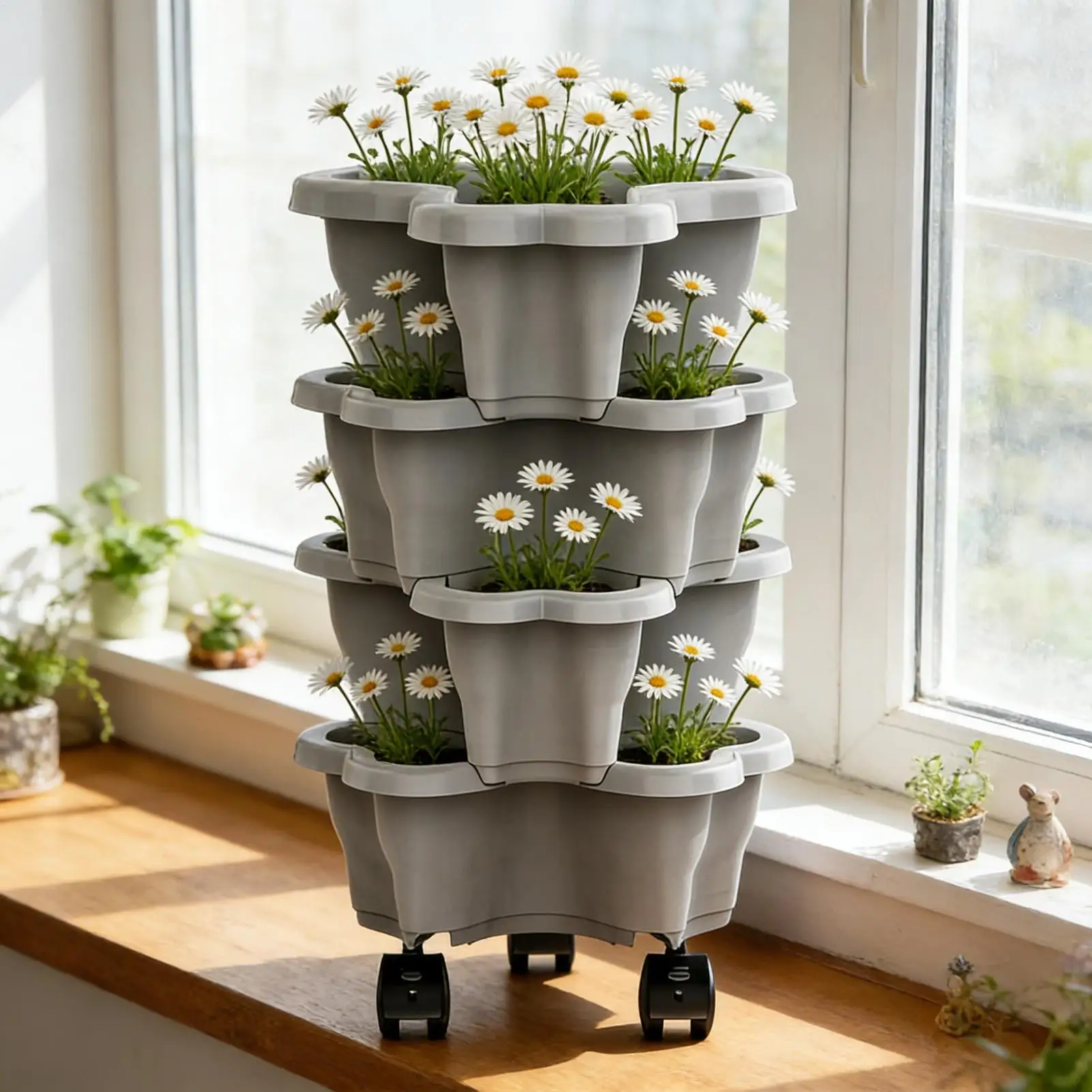 Stackable Planter Weatherproof Multi-Tier Stackable Drainage Indoor Outdoor Vegetable Pots for Garden Yard Farm Patio Balcony