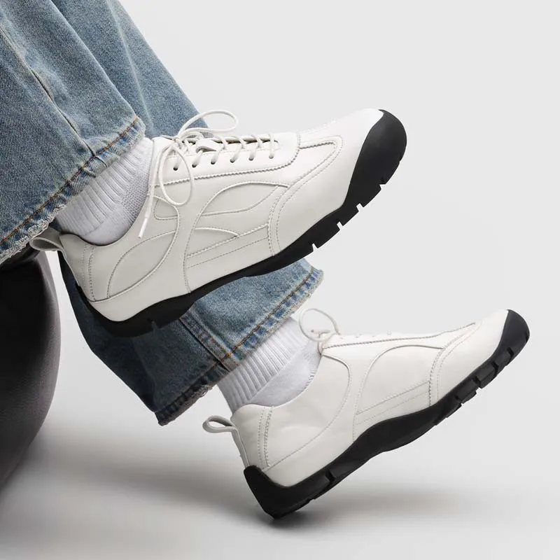 Simple Retro Patchwork Men Casual Sports Double Line Hand Sewn Lightweight Outdoor Jogging Commuting Hiking Shoes