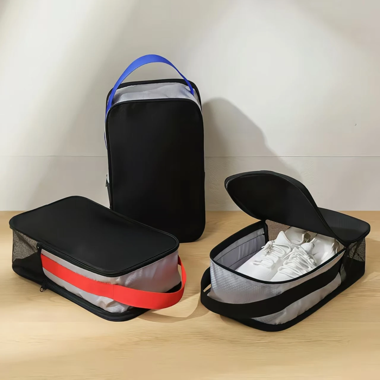 

1PC Black Oxford Cloth Travel Shoe Storage Bag, Basketball And Football Shoe Bag, Portable Business Travel Slipper Bag