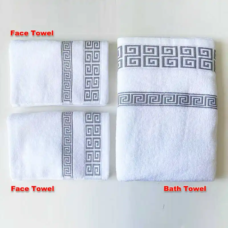 

3 Pack Cotton Towels Set Bathroom Terry Bath Towel For Adult 2PCS Geometric Travel Face Towels Sport Washcloth Gym Swim Run Spa