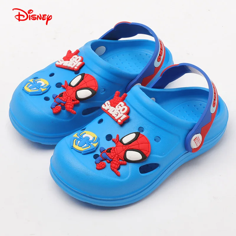 Kapcie dziecięce Disney letnie chłopcy Spiderman pantofle antypoślizgowe dziurki dziecięce buty na plażę miękkie dno malucha domowy kapeć Size21