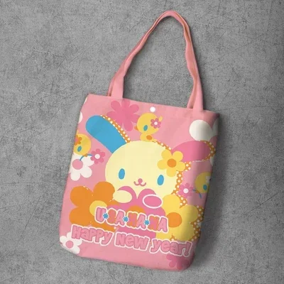 Cute Usahana Shoulder Bag Cartoon Anime Canvas Tote Bags for Women Kawaii Eco Reusable Shopping Bags Girls School Book Bag