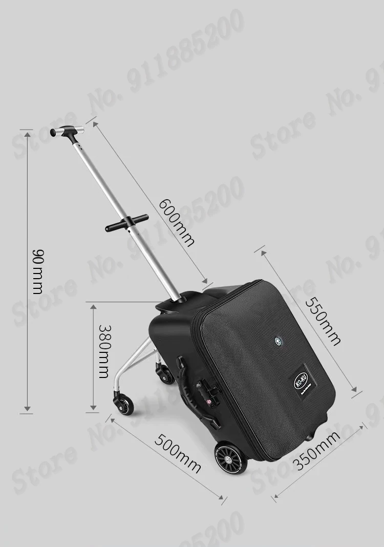 High Quality Travel Suitcase with Wheels for Children Can Sit and Ride Kids 20 Inch Luggage Travel Bags Baby Cabin Trolley Case