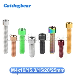 Catdogbear M4 Titanium Column Head Bolt Hexagonal Titanium Screws Fasteners for Bicycle 10mm 13.5mm 15mm 20mm 25mm
