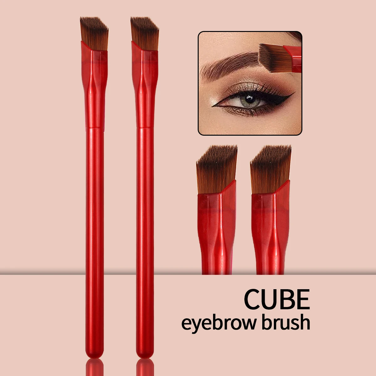 多機能角度付きアイブロウブラシ2本、コンシーラーブラシ、お手入れが簡単な柔らかい毛、初心者向けのアイメイクアップツール
