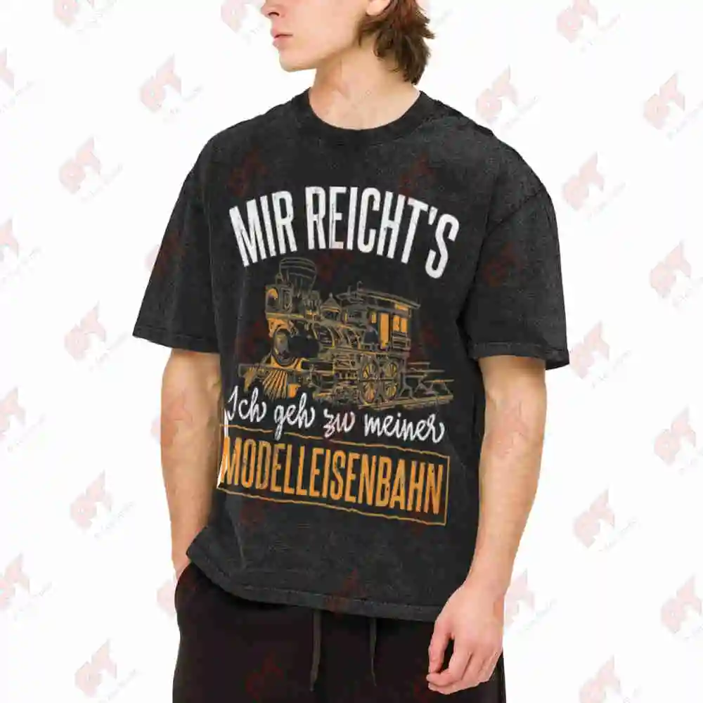Railway Model Building Vintage Washed Tee Pure Cotton T-Shirt