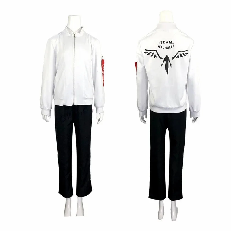 

Kazutora Hanemiya Cosplay Tokyo Anime Costume White Coat Valhalla Uniform Baseball Jacket Mikey Draken Halloween Costume Wig