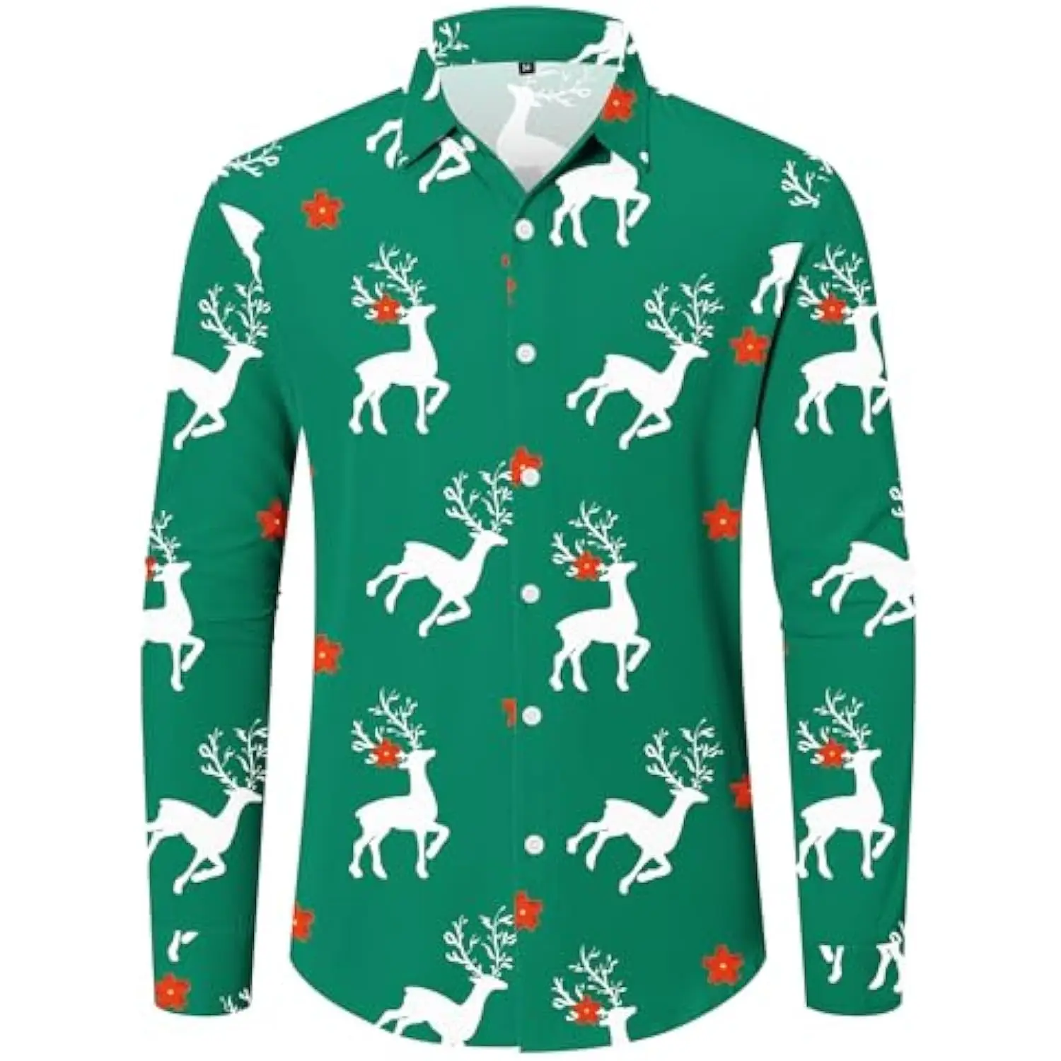 قميص رجالي بأزرار لأعلى لعيد الميلاد بأكمام طويلة فستان مطبوع عليه عيد الميلاد القبيح قميص سانتا المضحك لحفلات رأس السنة الجديدة قطع علوية ناعمة ورقيقة #5