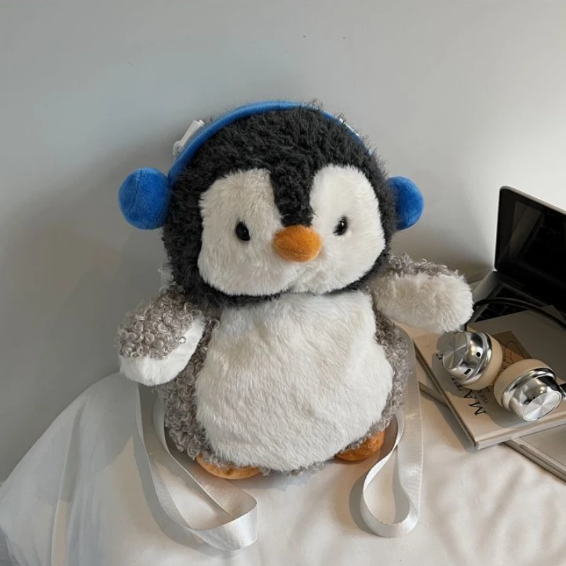 لطيف أنيمي سماعات البطريق أفخم حقائب الظهر Kawaii الكرتون الحيوان فتاة حقائب كروسبودي مضحك بلوشي المدرسية للنساء هدية