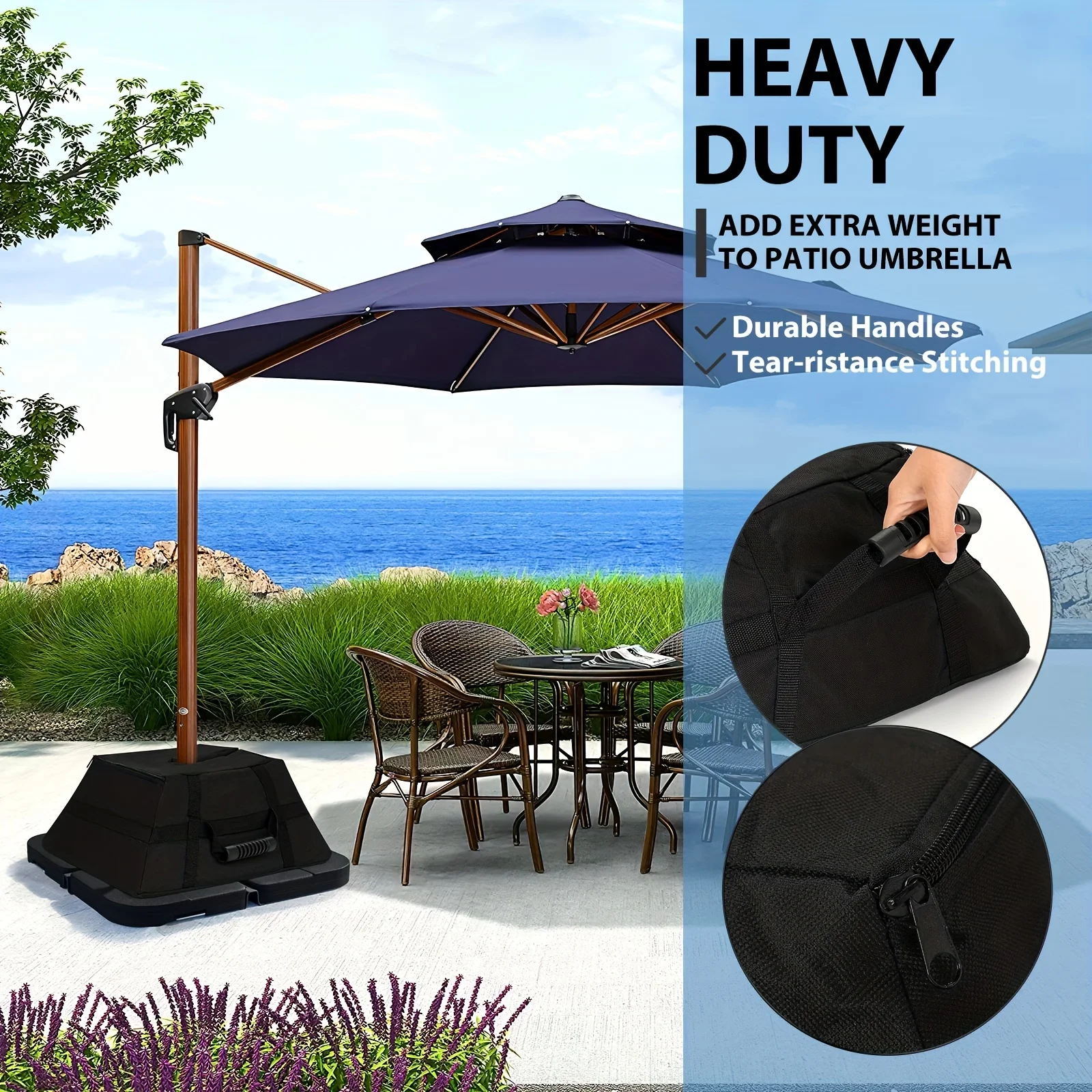 Detachable Heavy Weight Bag Wind-Proof Sun Umbrella Base Umbrella Sandbag Parasol Base Stand Fixed Sandbagwith shovel 600D PVC