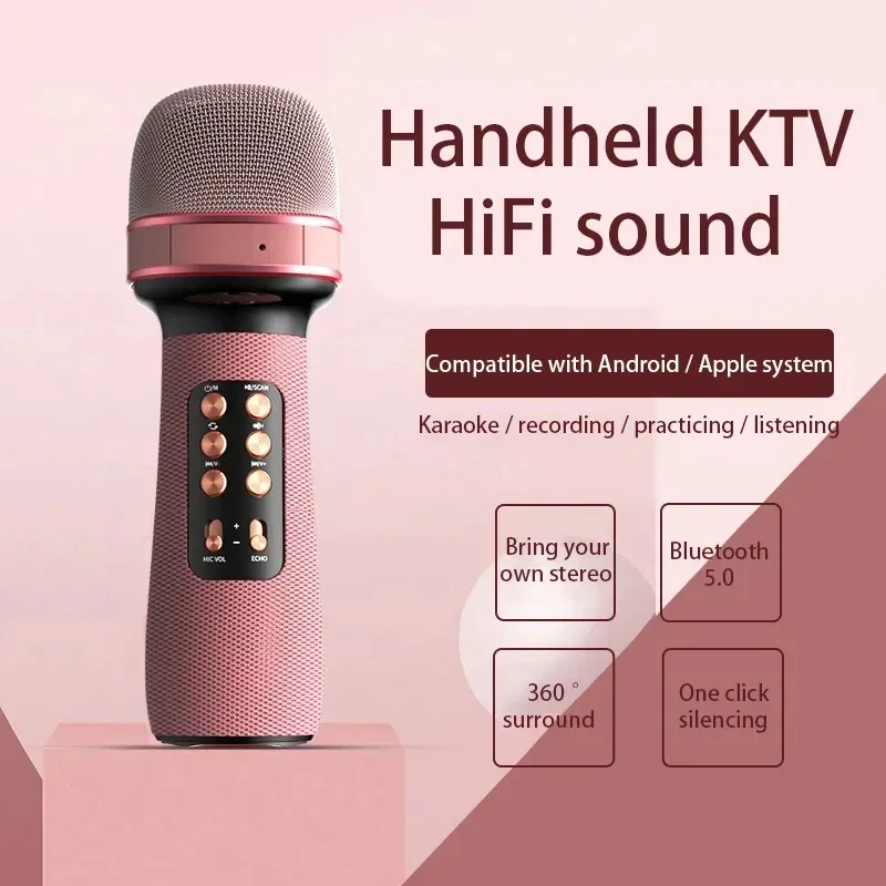 New Professional Wireless Bluetooth Karaoke Microphone Portable Music Sing Mic Voice Changing Audio Speaker Player Accessory