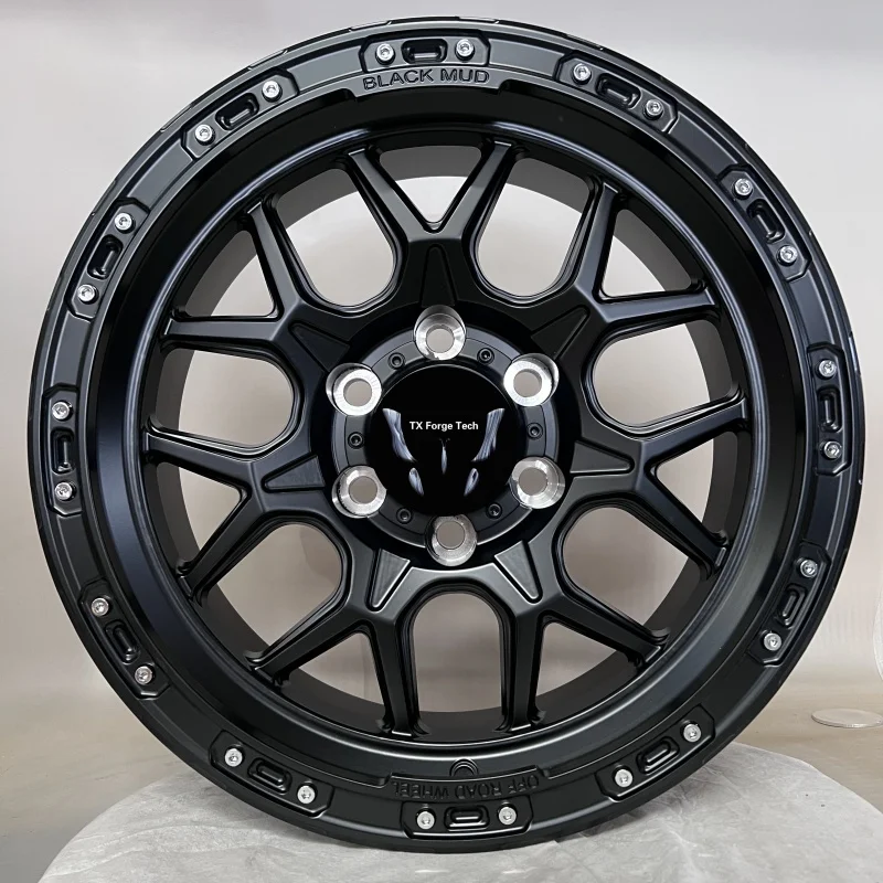 Factory Direct Sale Custom Forged Aluminium Off Road Wheel Hubs Rims with Matte Black Beadlock OEM ODM
