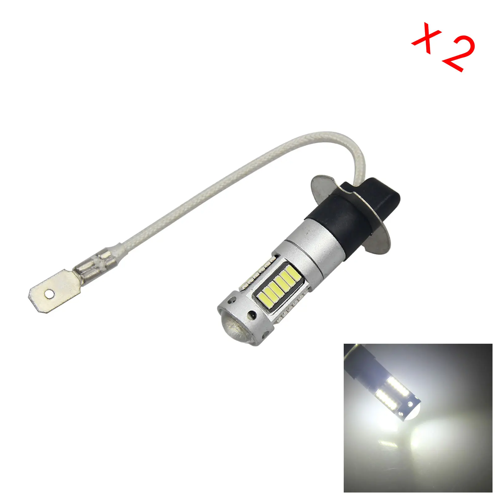 2x White AUTO H3 Turn Lamp Fog Light DC 12V-24V 30 4014 SMD LED IEC7004-47 Z2938