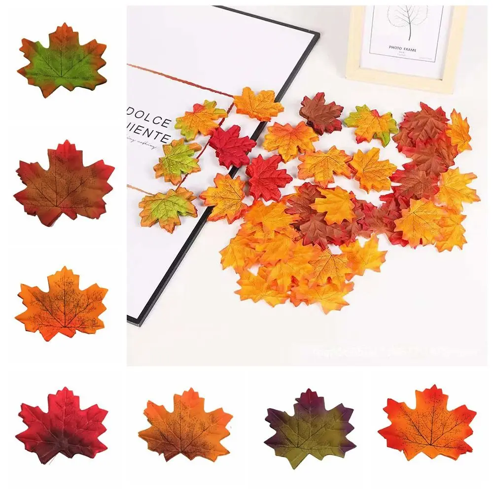 50Pcs/Pack Maple Leaves Simulated Maple Leaves Leaf Plants Artificial Leaf Plants DIY Handmade Stacked Maple Leaves Christmas