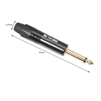 Mono 6.35MM Jack 6.3MM Male Plug Connector Aluminum Tube Brass Gold Plated 1/4 Inch Microphone Plug Audio Cable Connector