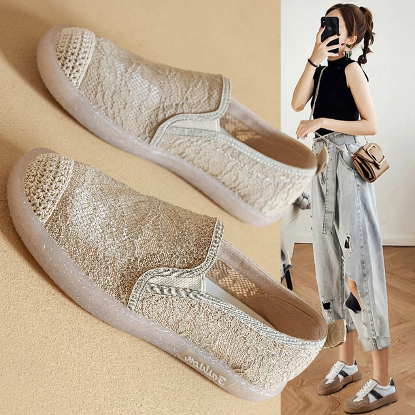 breathable-lace-up-fishing-boat-shoes-women's-summer-slip-on-net-face-soft-bottom-cow-tendon-versatile-large-size-maternity-s