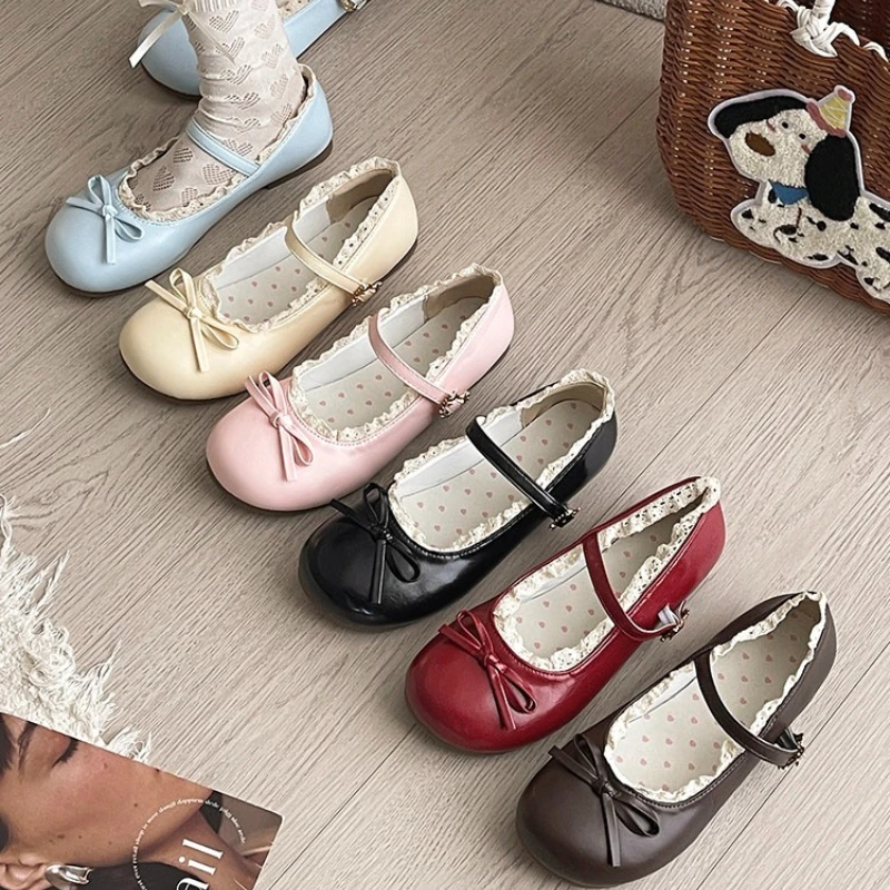 2026 Spring Cute Women Flats Round Toe Ladies Casual Ballet Shoes Comfort Soft Leather Dress ballerinas Shoes