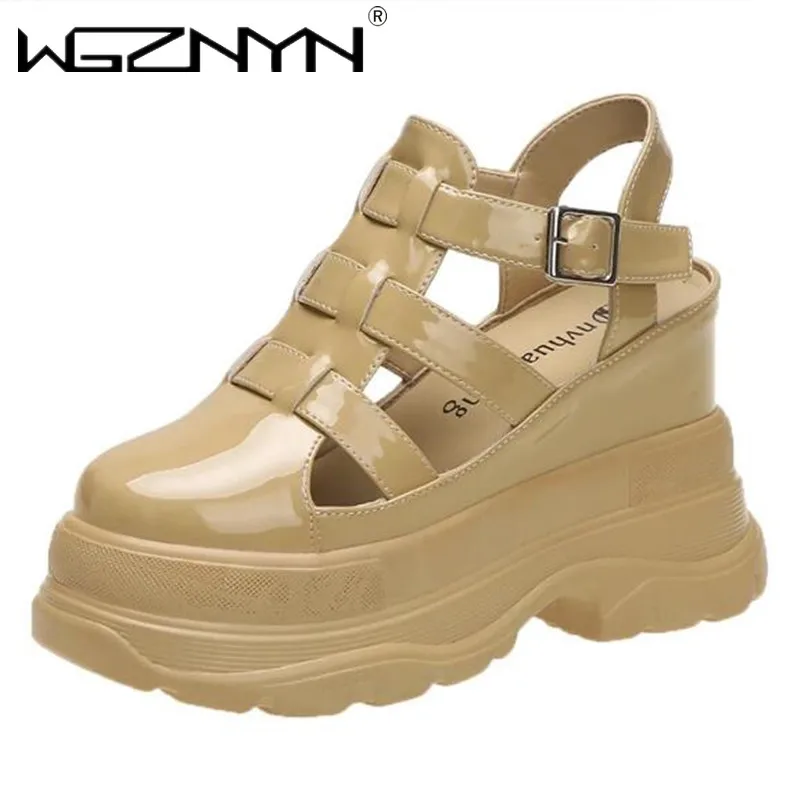 New 2024 Summer Sandals 11CM Wedge Heels Sneakers Women Beach Flip Flop High Platform Casual Sandals Breathable Walking Slippers