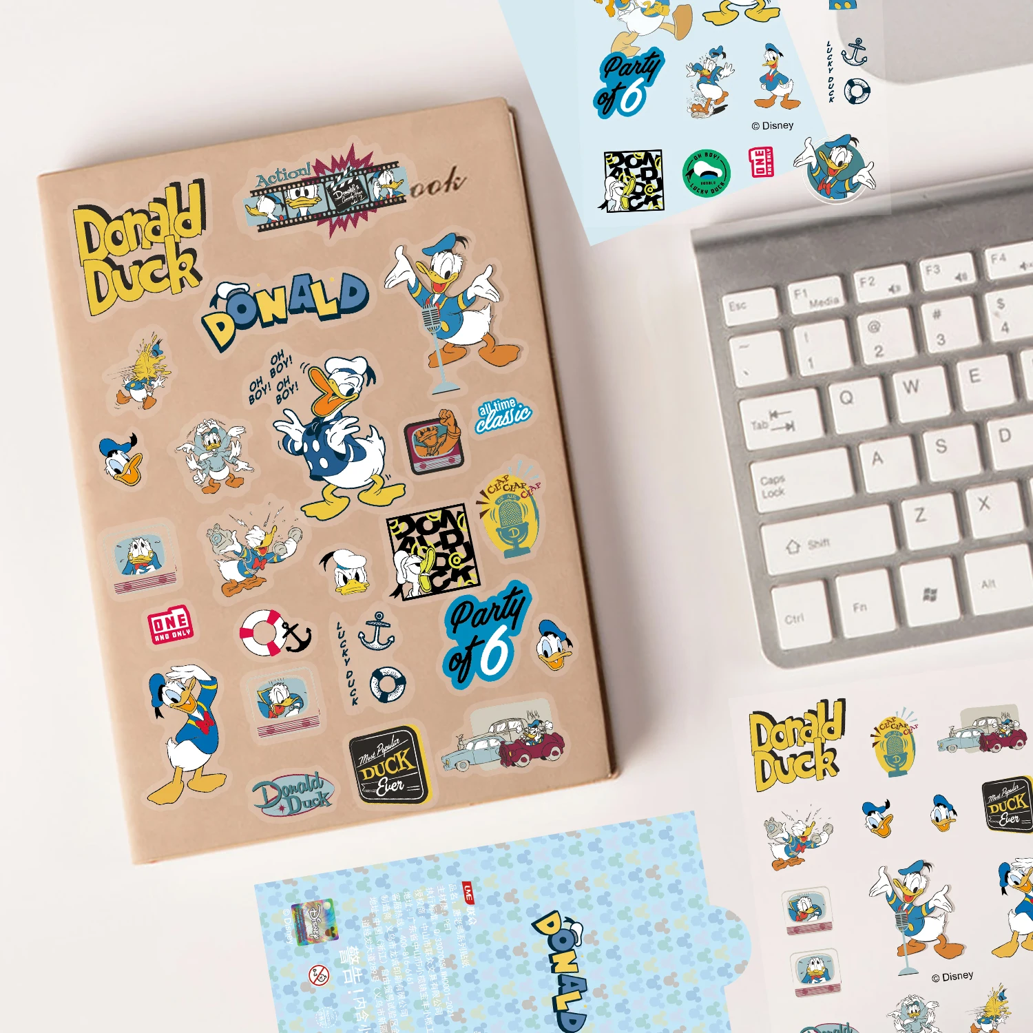 2 قطعة ملصقات دونالد داك ديزني أنيمي Kawaii شفافة PET ملصق مائي للأطفال DIY دفتر الدراجة الهاتف سيارة ملصق جمالي لعبة