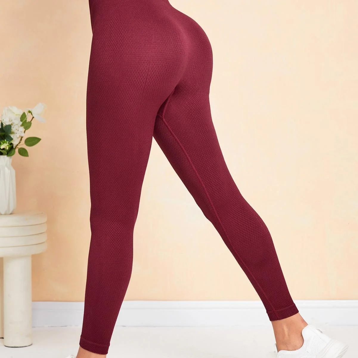

High Elastici Women's Yoga Fitn Sports Casual Pants Long Trousers Nylon Fabric mid Waist Design Gym Fans Supplies