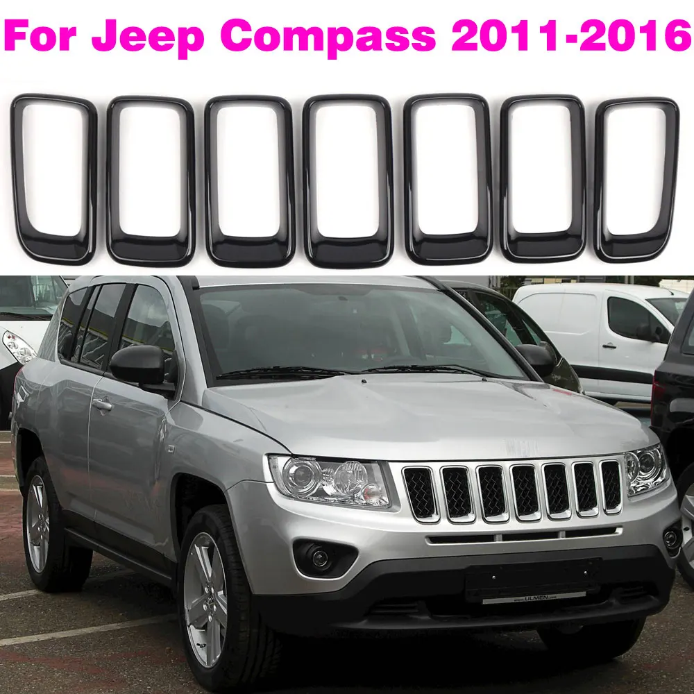 Image of 68109865 AA für Jeep Compass 2011 2012 2013 2014 2015 2016, schwarze vordere mittlere Gitterabdeckungen, Autozubehör