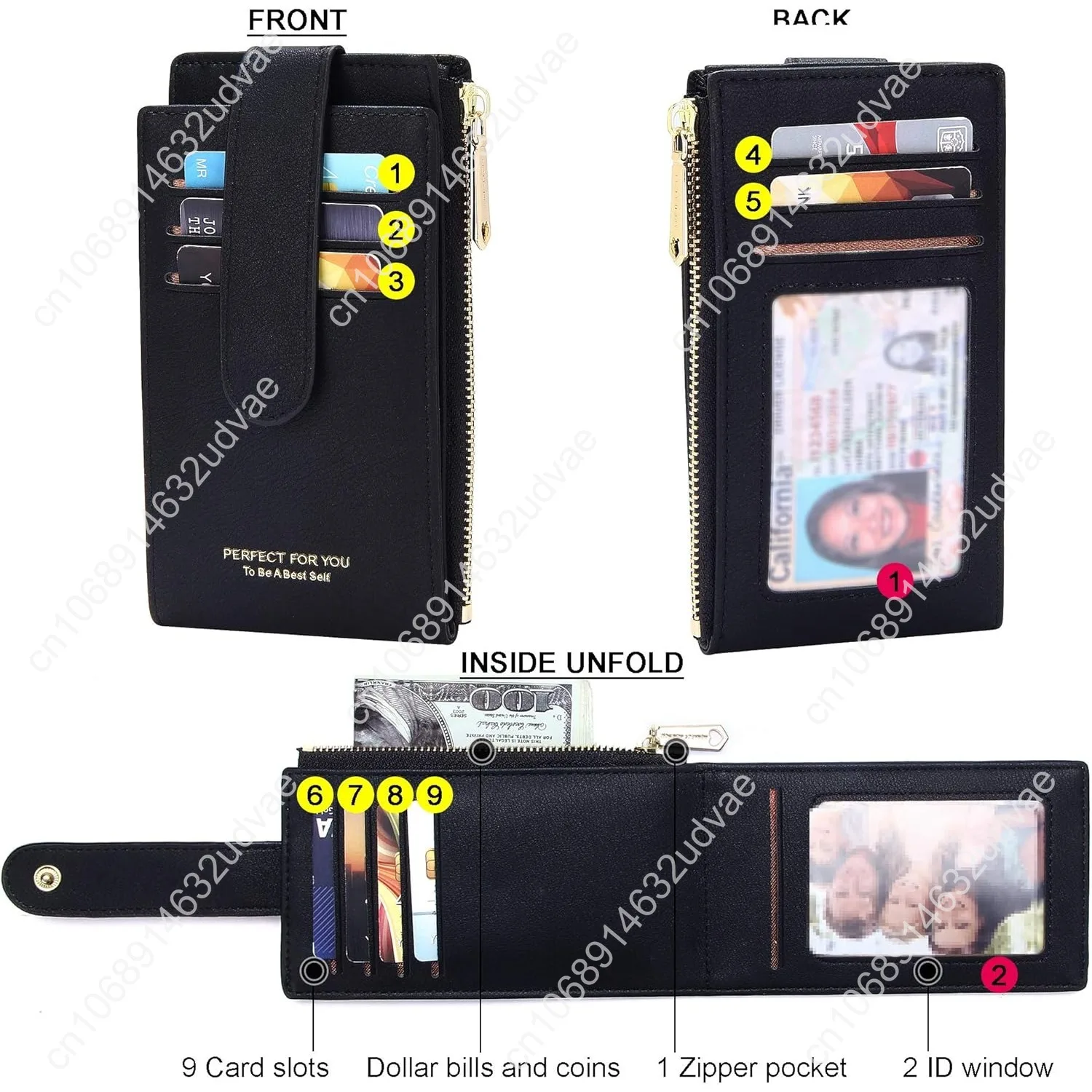 Badiya Tarjetero para Mujer RFlD Carteras Delgadas Plegable Multi Tarjetero Monedero