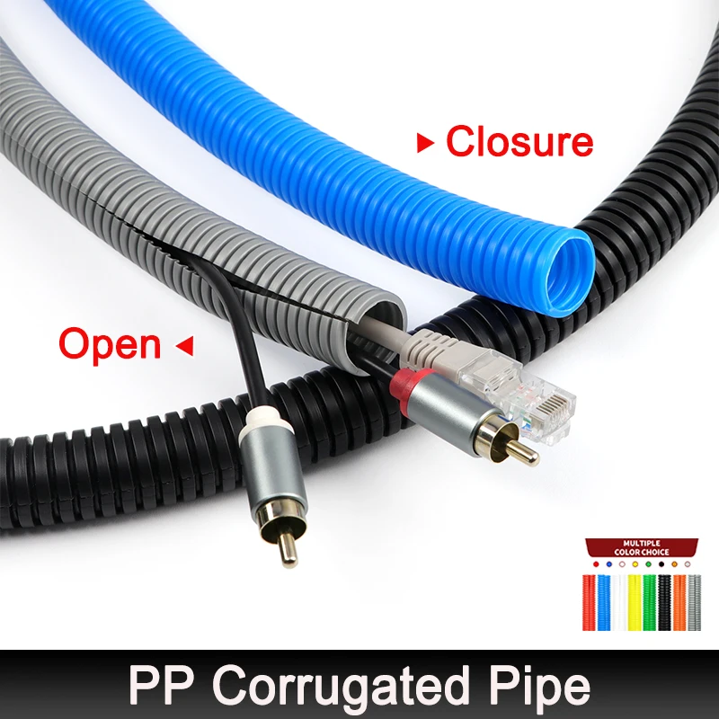 3Meters PP Plastic AD7.5mm-34.5mm Corrugated Pipe Heat Resistant Auto Wire Harness Protection Sleeve for Cable Organization