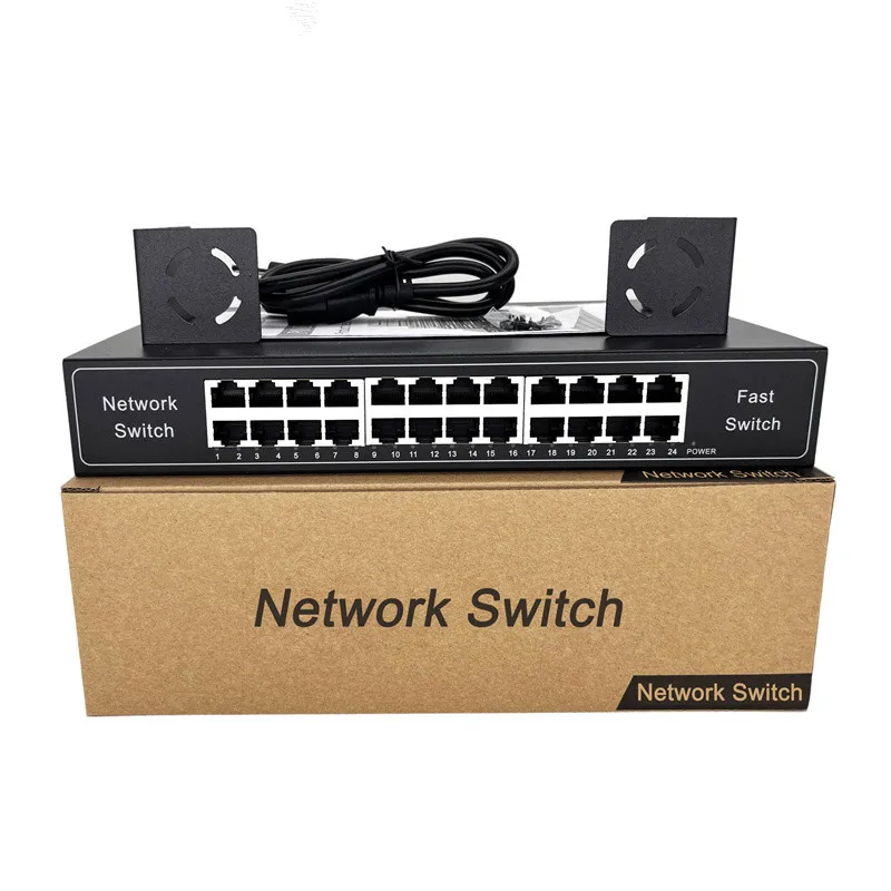 Bom preço 24 porta gigabit 10/100mbps rápido ethernet switch interruptor de rede