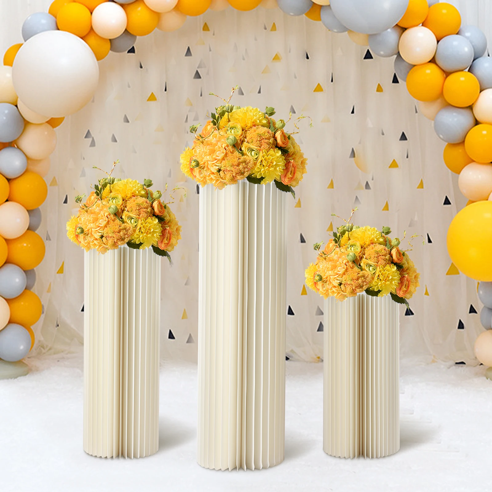 Wedding Flower Stand Tall Flower Stand White Foldable Cardboard Flower Stand Centerpiece Display Backdrop Stands Event Decor